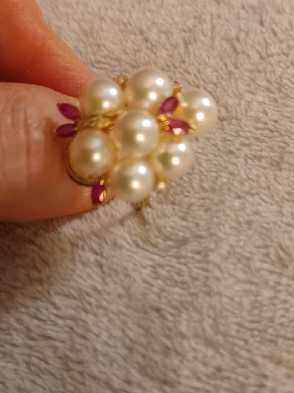 14k YG over 585 Ruby Diamond Pearl